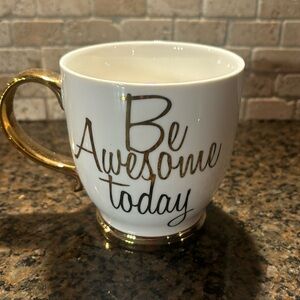 NEW Be Awesome Today Gold White Mug